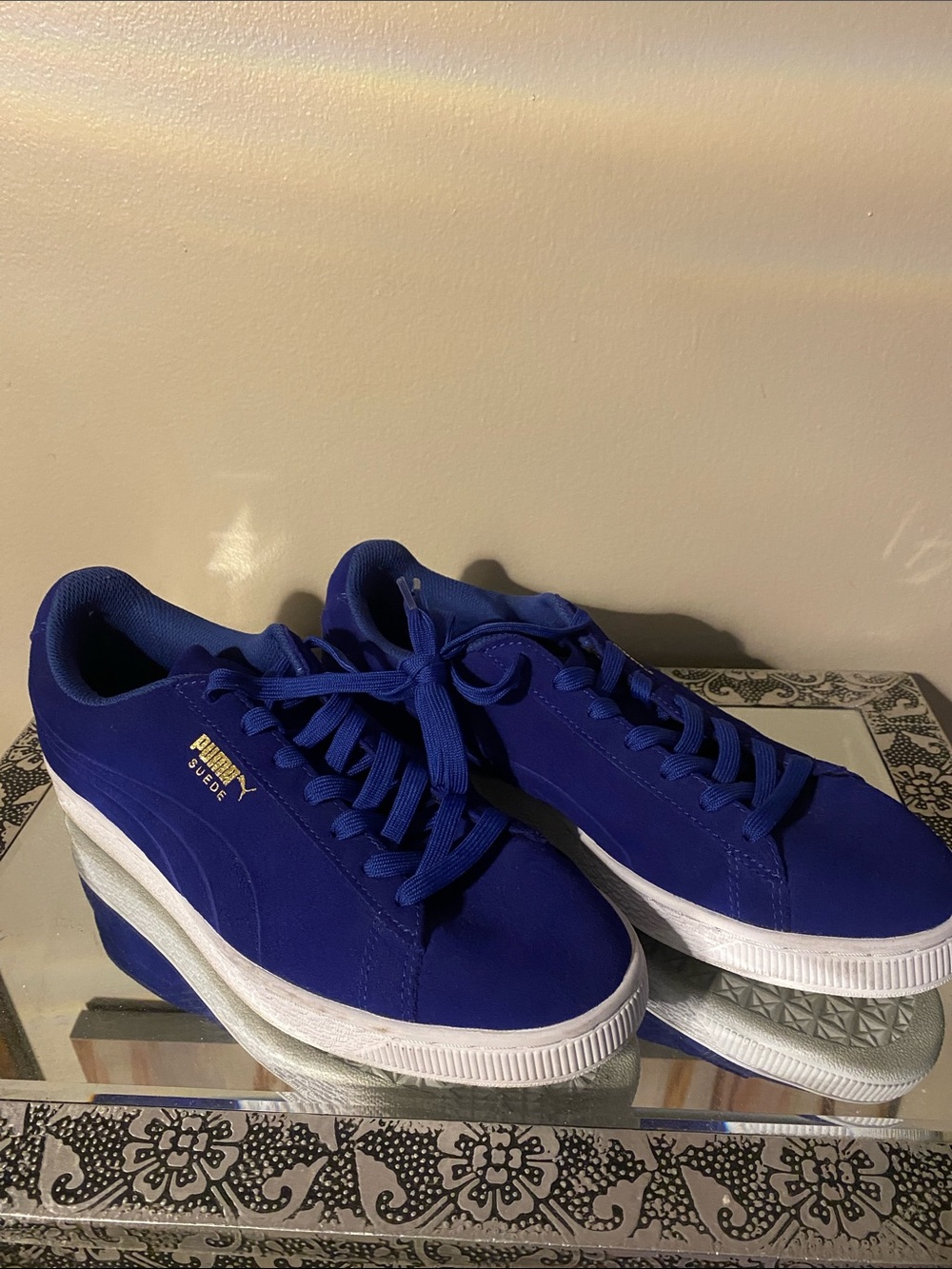 Puma Suede Sneakers in Royal Blue with White Sole